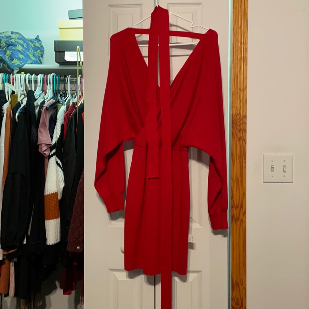 Red sweater dress